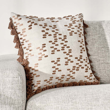 100% Belgian Flax Linen Pattern MP Dane Penny Brown 22x22 Collection