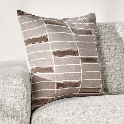 Taupe 100% Belgian Flax Linen Pattern MP Breccia 22x22 Collection