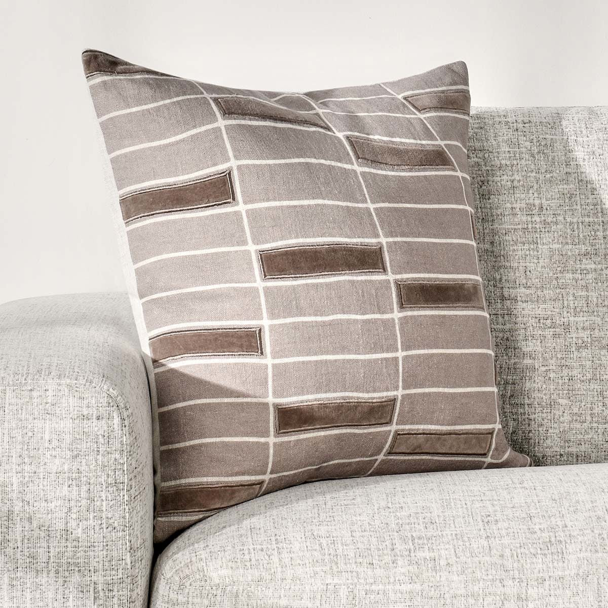 Taupe 100% Belgian Flax Linen Pattern MP Breccia 22x22 Collection