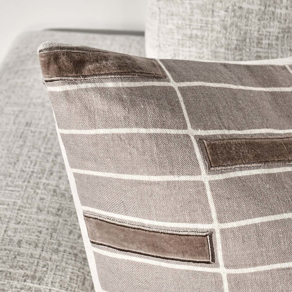 Taupe 100% Belgian Flax Linen Pattern MP Breccia 22x22 Collection