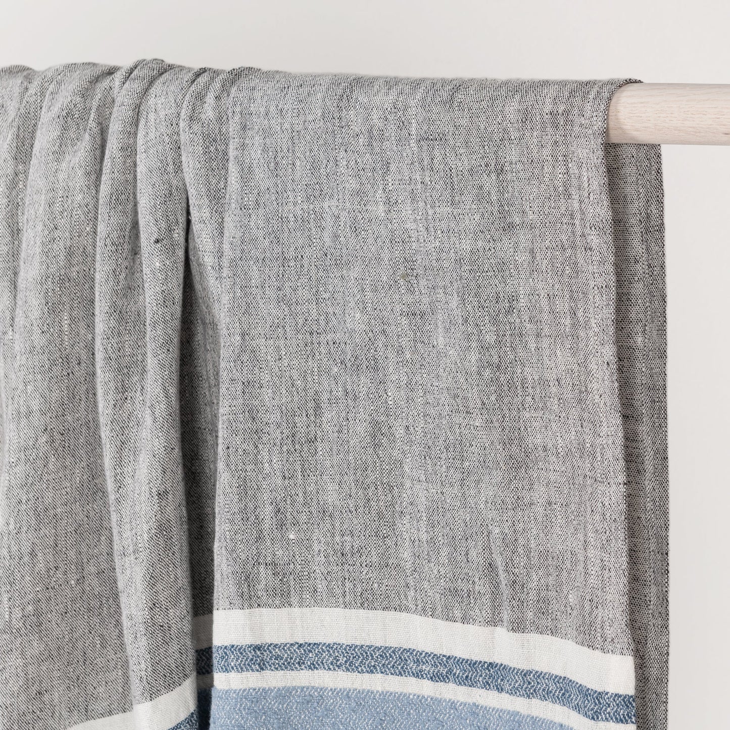 Capri Blue/Dark Gray 100% Belgian Flax Linen Blankets & Throw TC Lima Throw 50X70 Collection