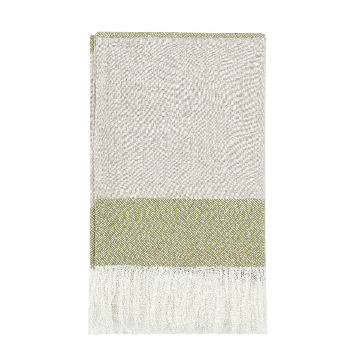Wheat Green/Natural 100% Belgian Flax Linen Blankets & Throw TC Talara Throw 50x70 Collection