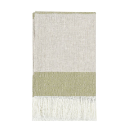 Wheat Green/Natural 100% Belgian Flax Linen Blankets & Throw TC Talara Throw 50x70 Collection