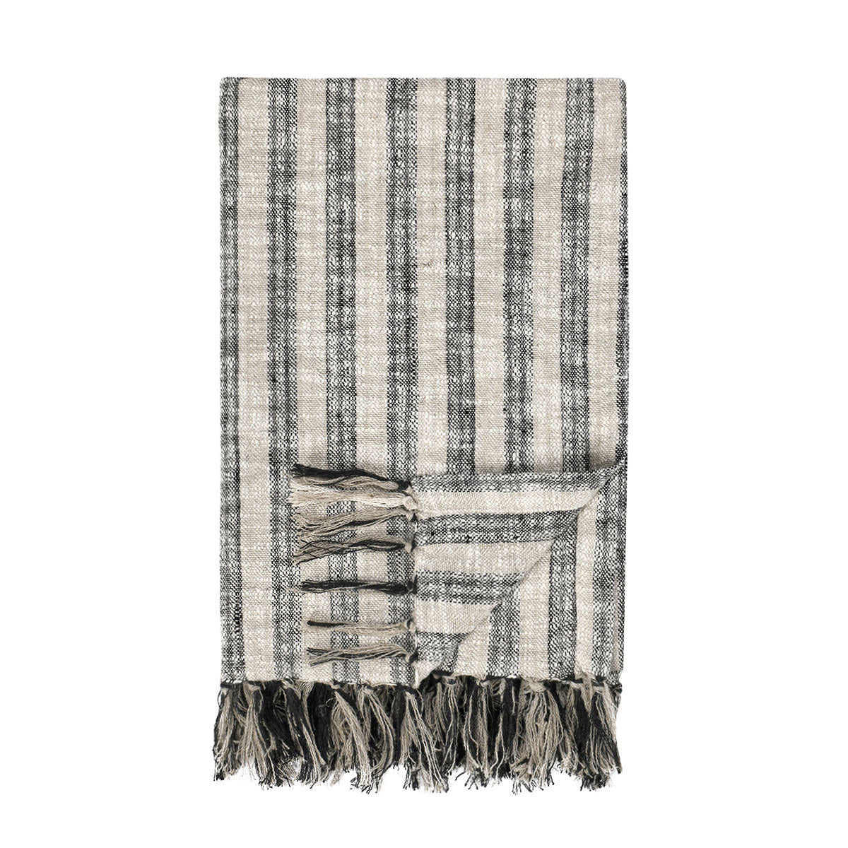 Natural/Black 60% Cotton Blankets & Throw TC Linna Throw 50x70 Collection
