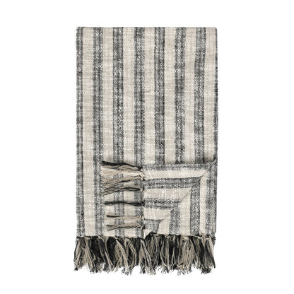 Natural/Black 60% Cotton Blankets & Throw TC Linna Throw 50x70 Collection