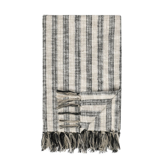 Natural/Black 60% Cotton Blankets & Throw TC Linna Throw 50x70 Collection