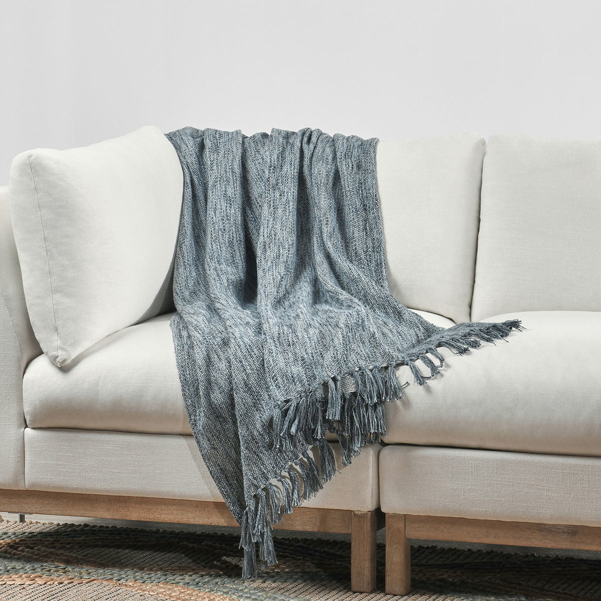 Denim Blue 100% Cotton Blankets & Throw TC Sharma Throw 50x70 Collection