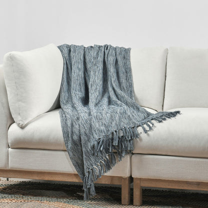 Denim Blue 100% Cotton Blankets & Throw TC Sharma Throw 50x70 Collection