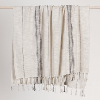 Ivory/Gray 60% Cotton/40% Linen Blankets & Throw TC Ria Throw 50X70 Collection