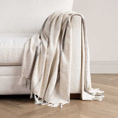 Ivory/Gray 60% Cotton/40% Linen Blankets & Throw TC Ria Throw 50X70 Collection