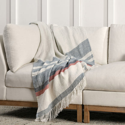 100% Belgian Flax Linen Blankets & Throw TC Taylor Throw 50x70 -Multi Collection