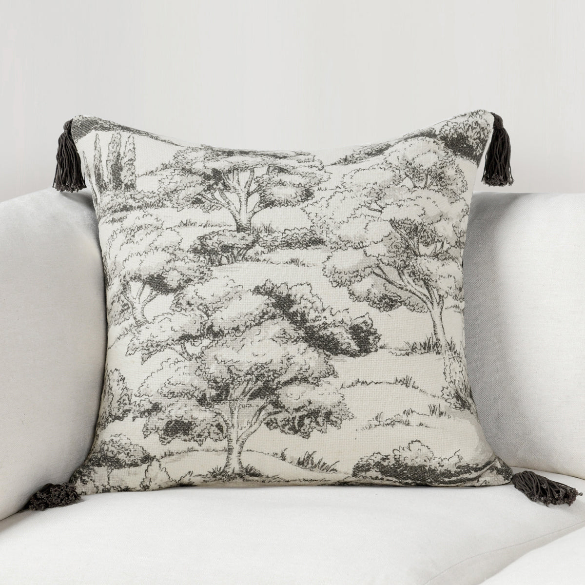 Charcoal 60% Linen/40% Cotton Pattern VC Stonework 22x22 Collection