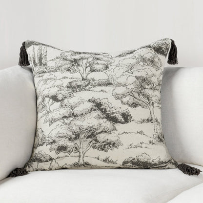 Charcoal 60% Linen/40% Cotton Pattern VC Stonework 22x22 Collection