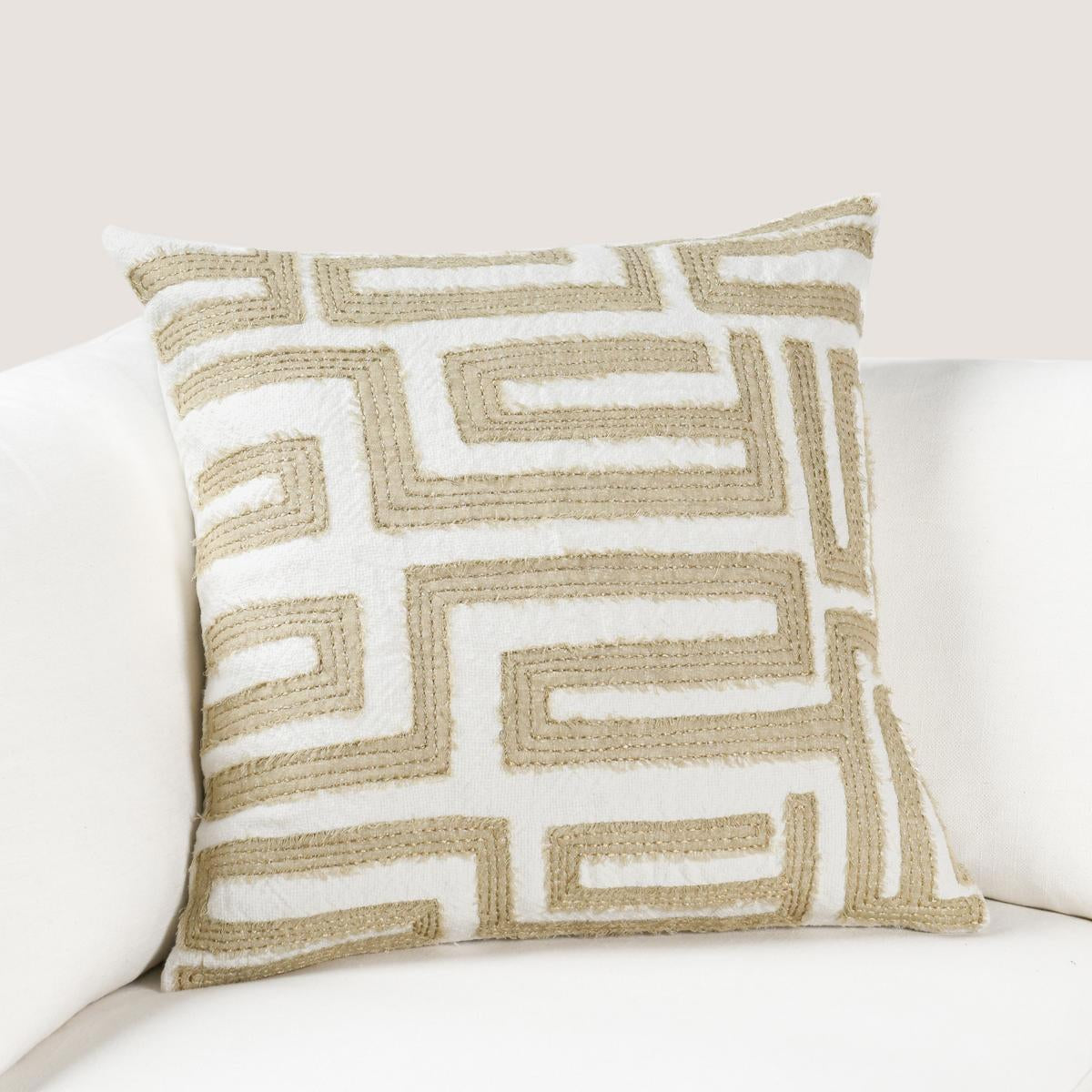 Metallic Gold/Ivory 60% Linen Pattern VC Mateo 22X22 Collection