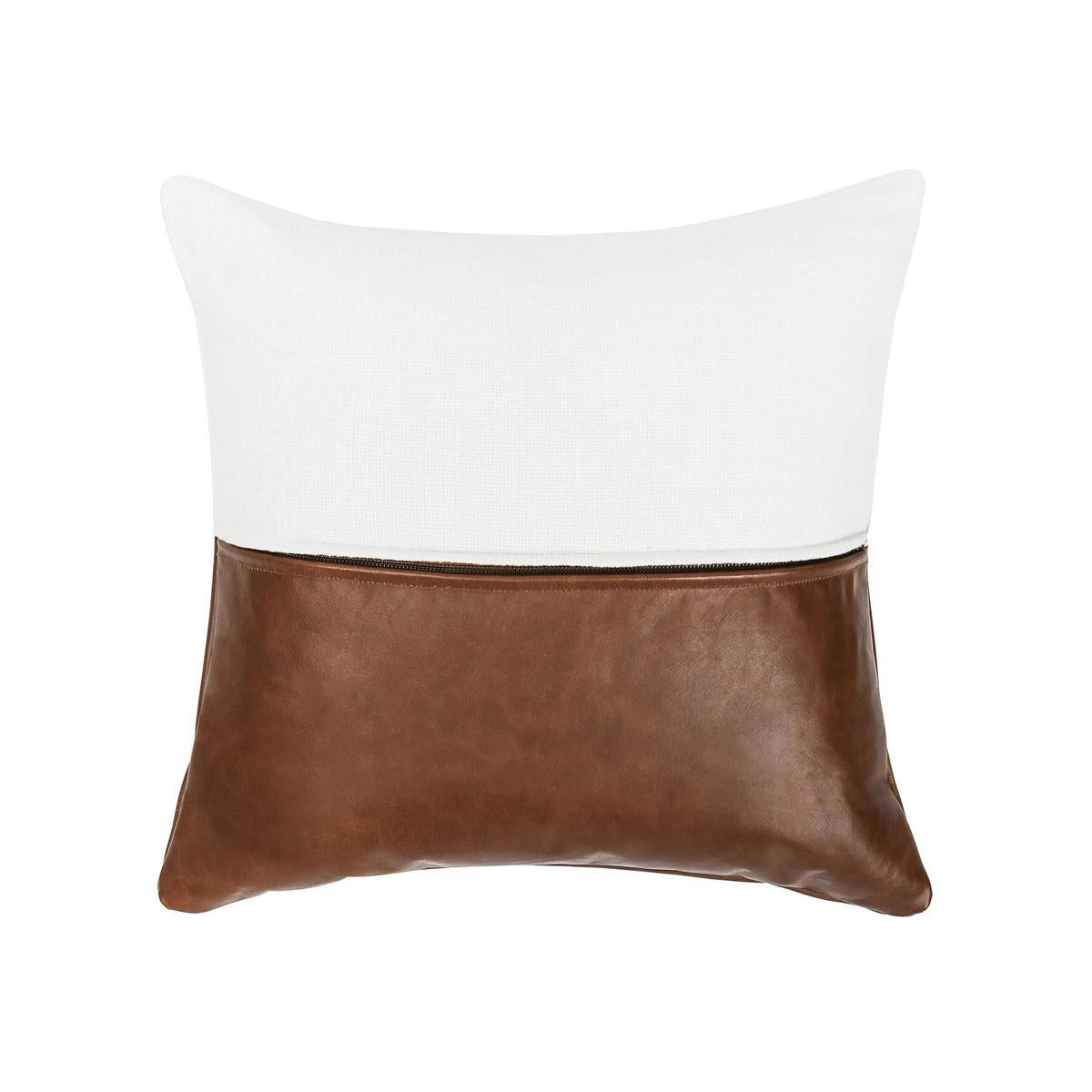 Ivory/Kona Brown 60% Linen Pattern VC Canyon 20x20 Collection