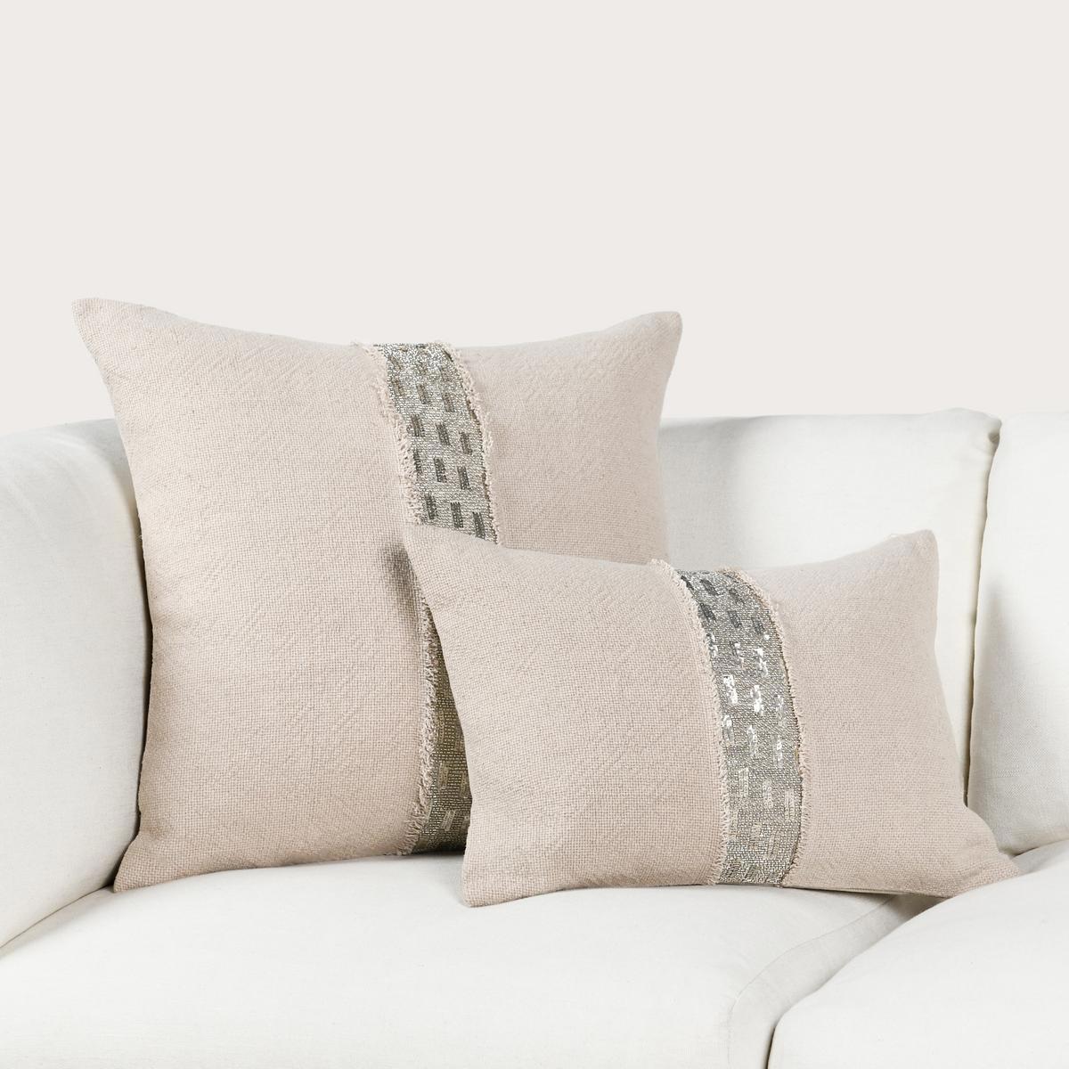 Natural/Silver 60% Linen Pattern RO Lira Multiple Sizes Collection