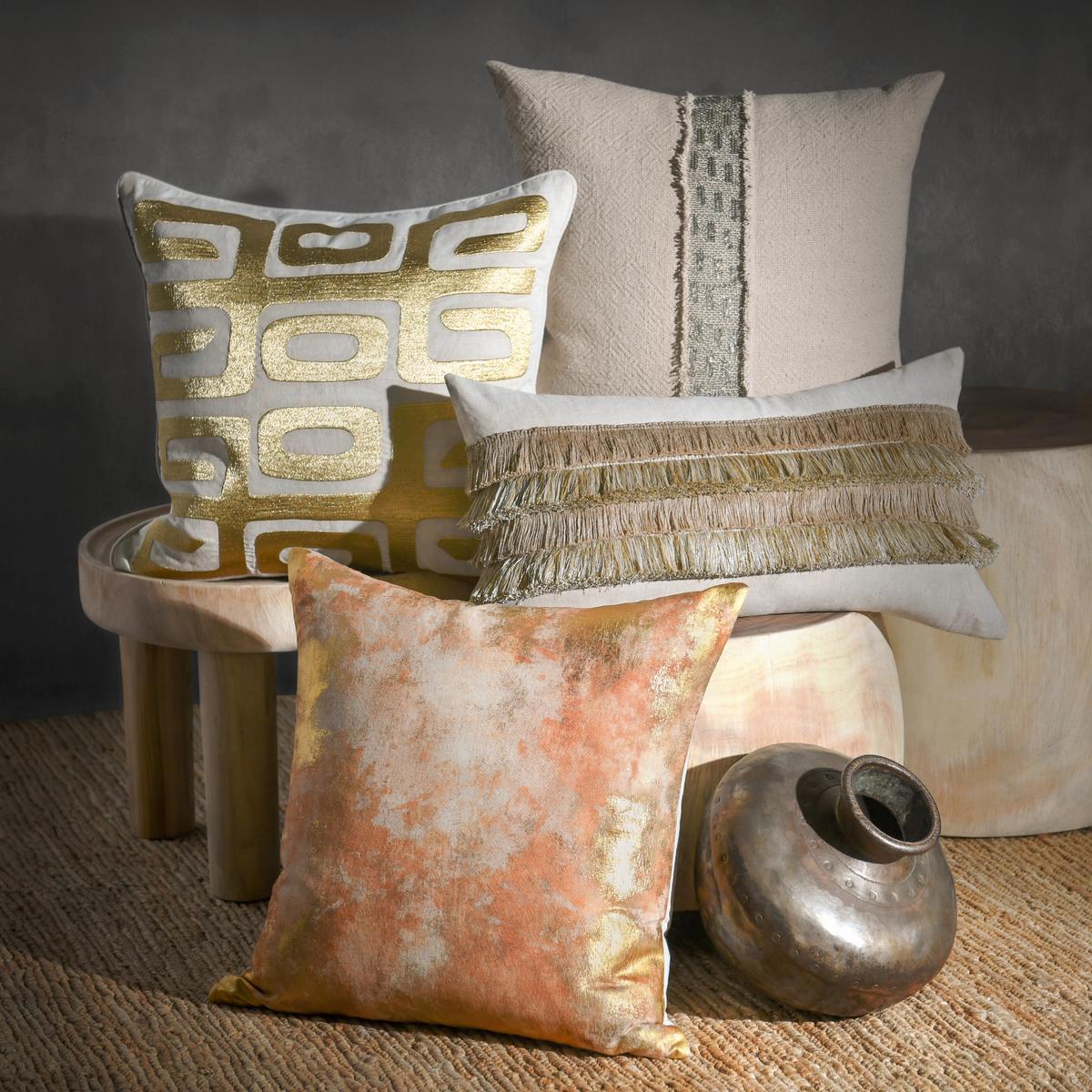 Natural/Silver 60% Linen Pattern RO Lira Multiple Sizes Collection