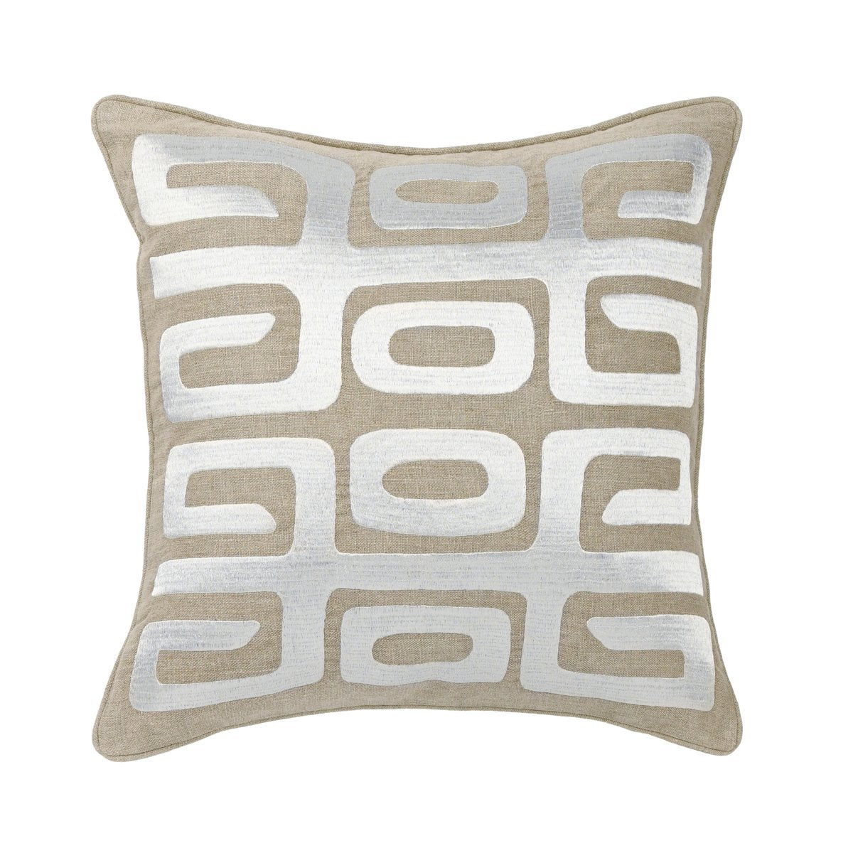 Tan/Silver 100% Linen Pattern RO Zelo 22x22 Collection