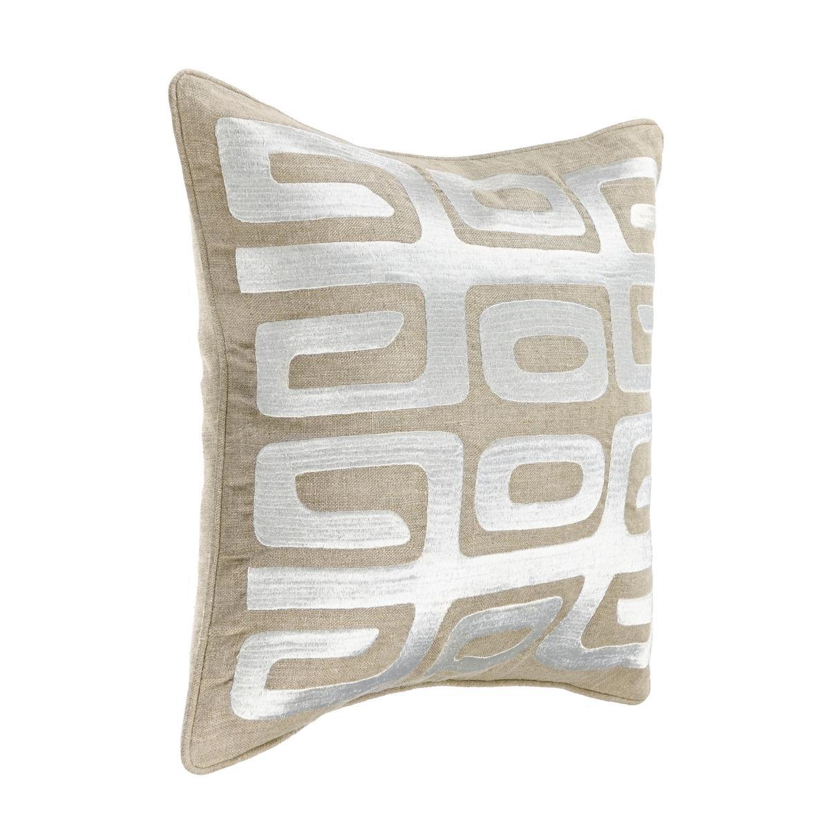 Tan/Silver 100% Linen Pattern RO Zelo 22x22 Collection