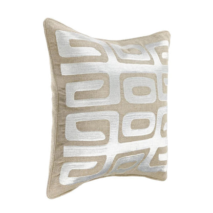 Tan/Silver 100% Linen Pattern RO Zelo 22x22 Collection