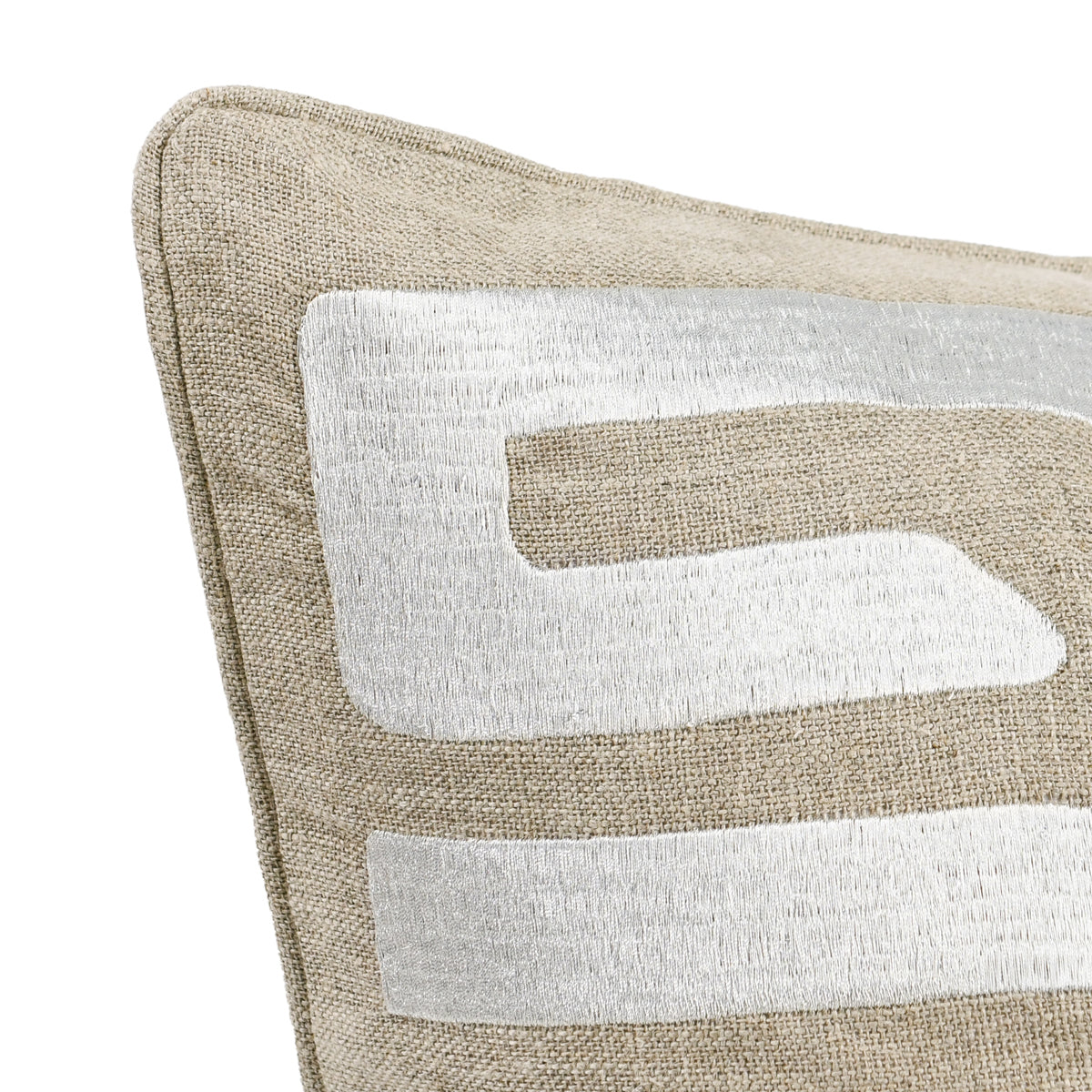 Tan/Silver 100% Linen Pattern RO Zelo 22x22 Collection