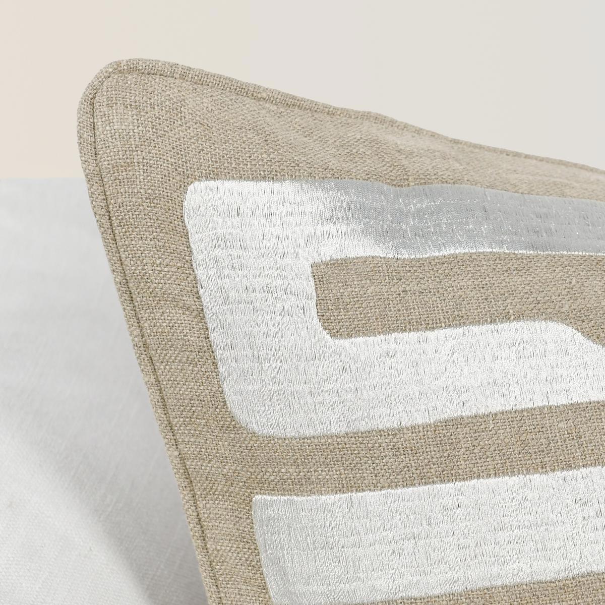 Tan/Silver 100% Linen Pattern RO Zelo 22x22 Collection