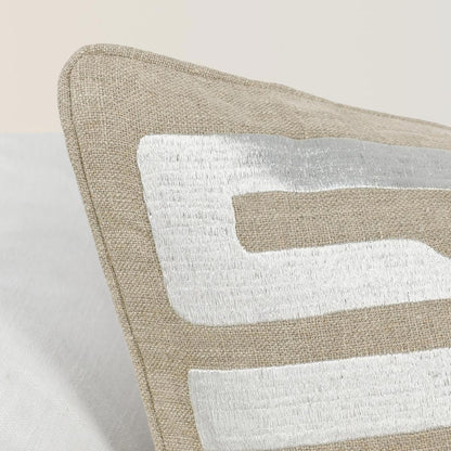 Tan/Silver 100% Linen Pattern RO Zelo 22x22 Collection