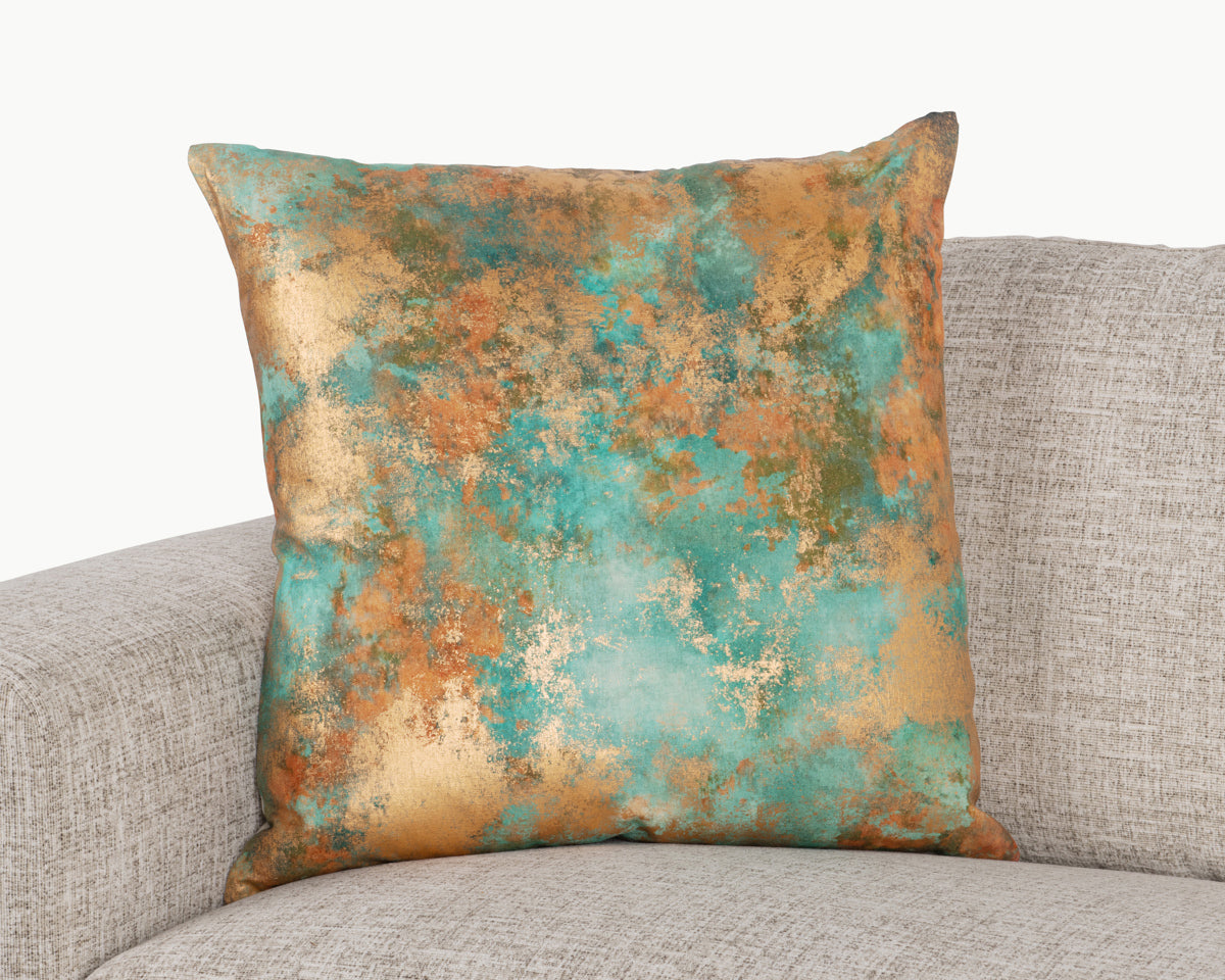 Turquoise Copper 50% Cotton Pattern EQ Onara 22x22 Collection