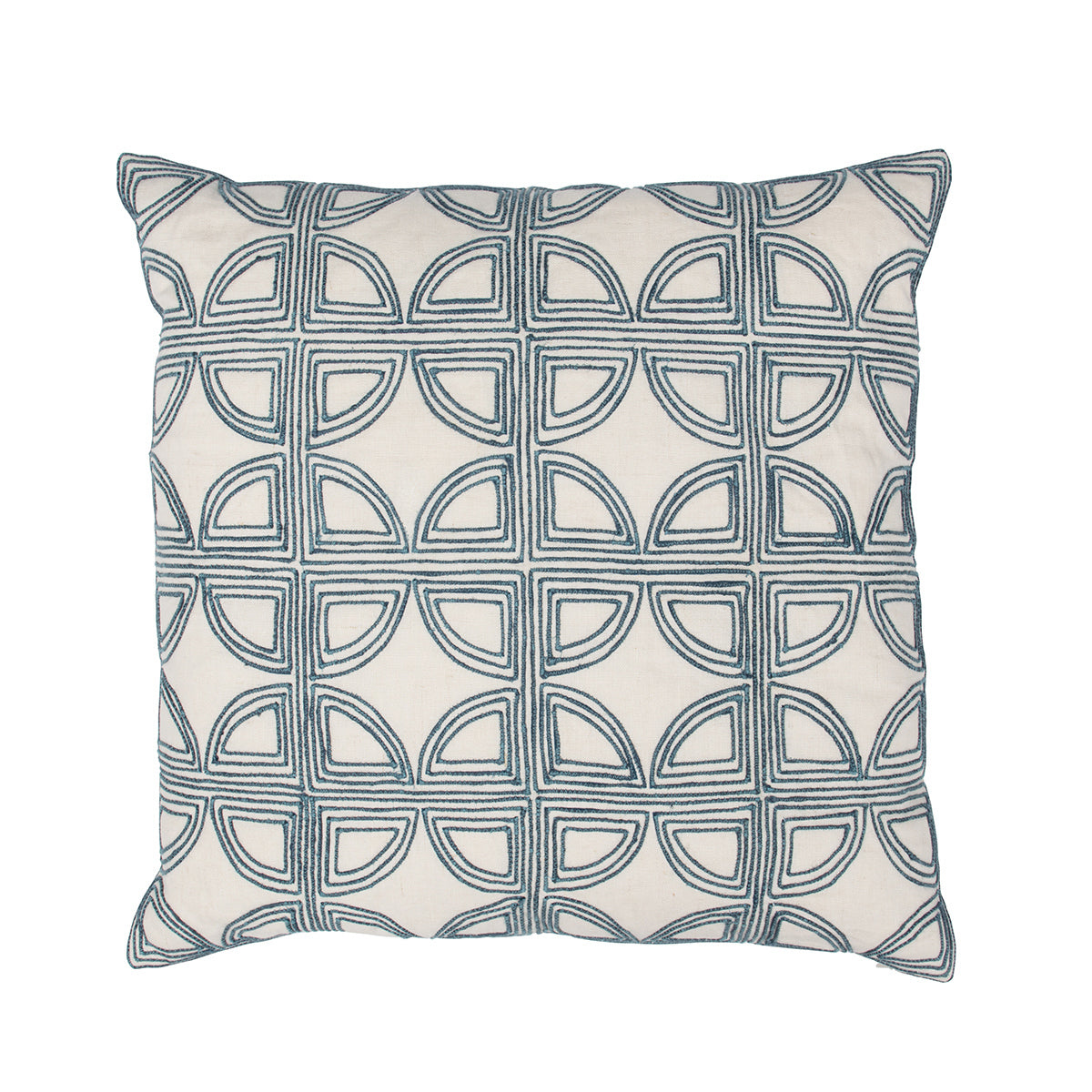 Ivory/Navy 100% Belgian Flax Linen Pattern VC Elea 22x22 Collection