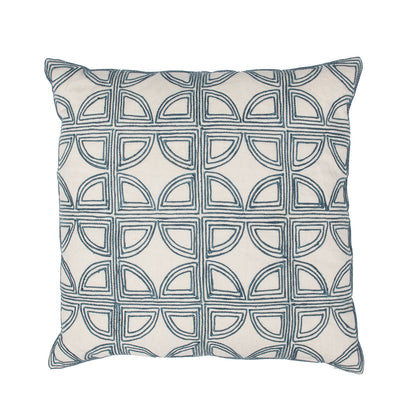 Ivory/Navy 100% Belgian Flax Linen Pattern VC Elea 22x22 Collection