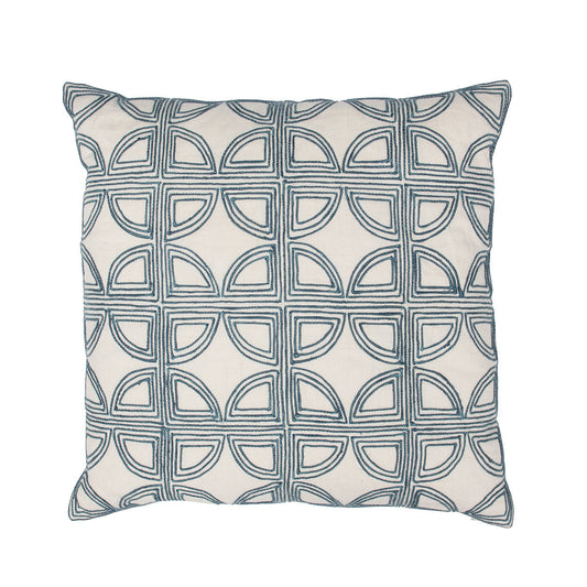Ivory/Navy 100% Belgian Flax Linen Pattern VC Elea 22x22 Collection
