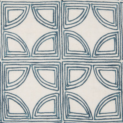 Ivory/Navy 100% Belgian Flax Linen Pattern VC Elea 22x22 Collection