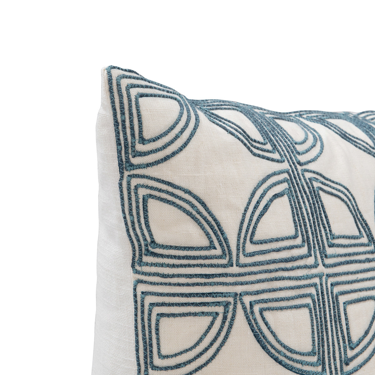 Ivory/Navy 100% Belgian Flax Linen Pattern VC Elea 22x22 Collection