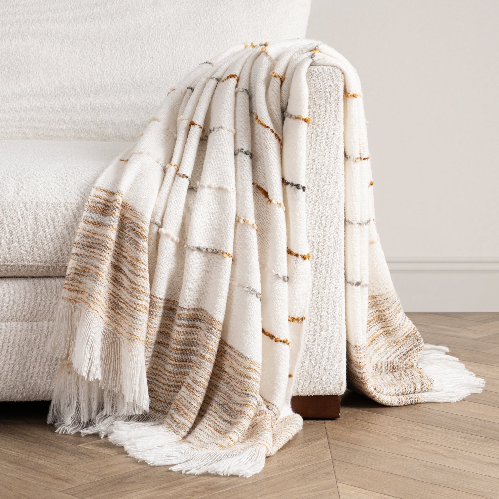 Ivory/Rust 100% Acrylic Blankets & Throw TC Albedo Throw 50x70 Collection