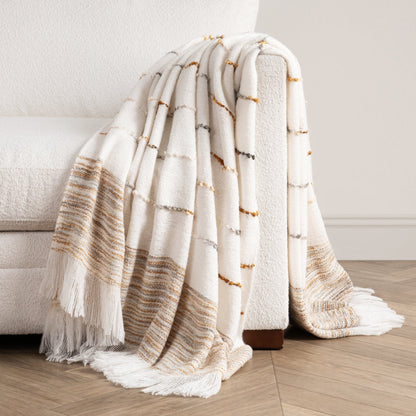 Ivory/Rust 100% Acrylic Blankets & Throw TC Albedo Throw 50x70 Collection
