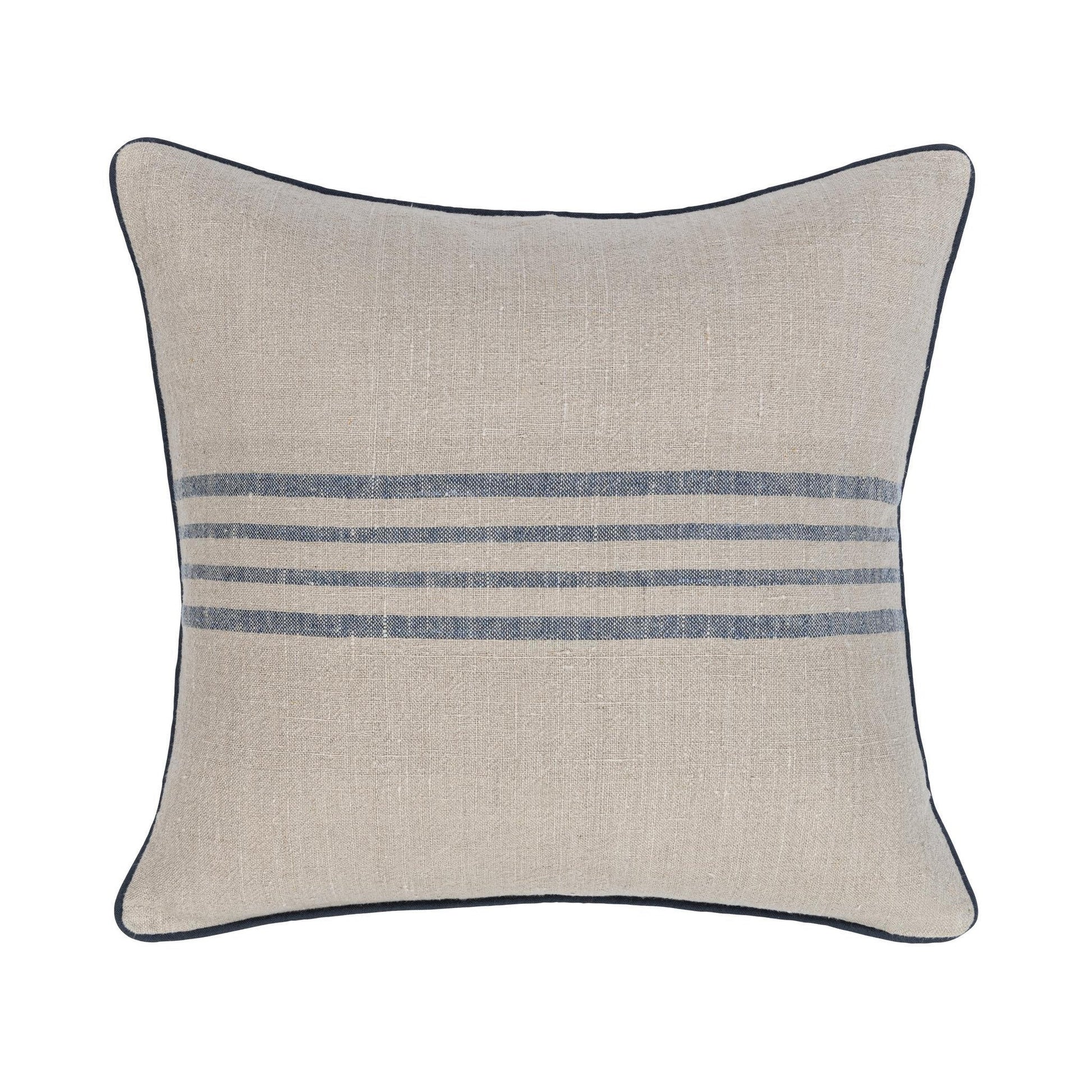 Natural/Navy 100% Linen Pattern NV Newport Multiple Sizes Collection