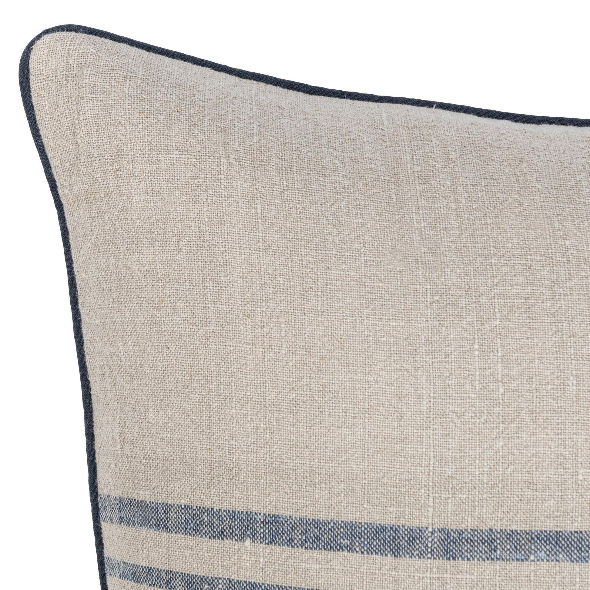 Natural/Navy 100% Linen Pattern NV Newport Multiple Sizes Collection