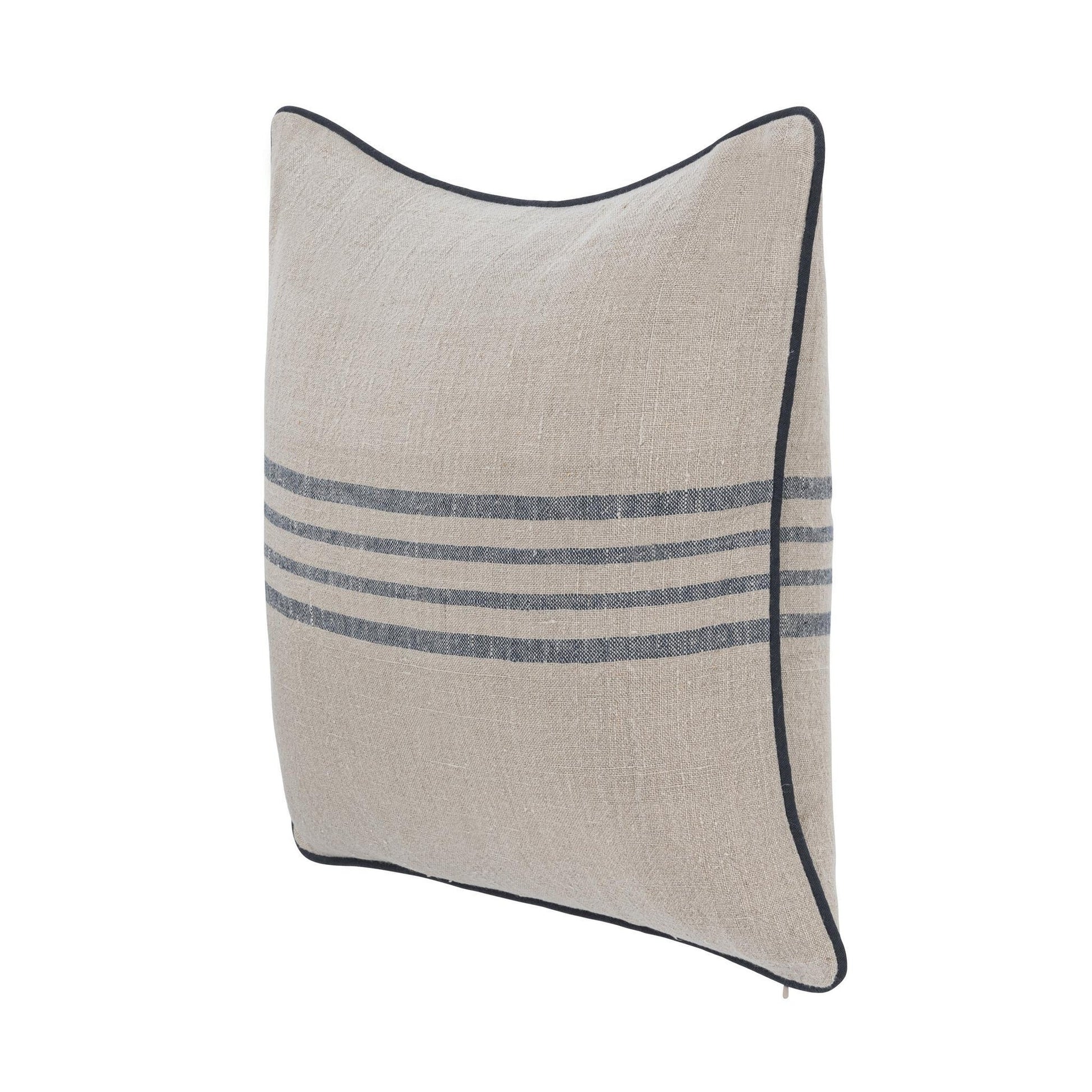 Natural/Navy 100% Linen Pattern NV Newport Multiple Sizes Collection