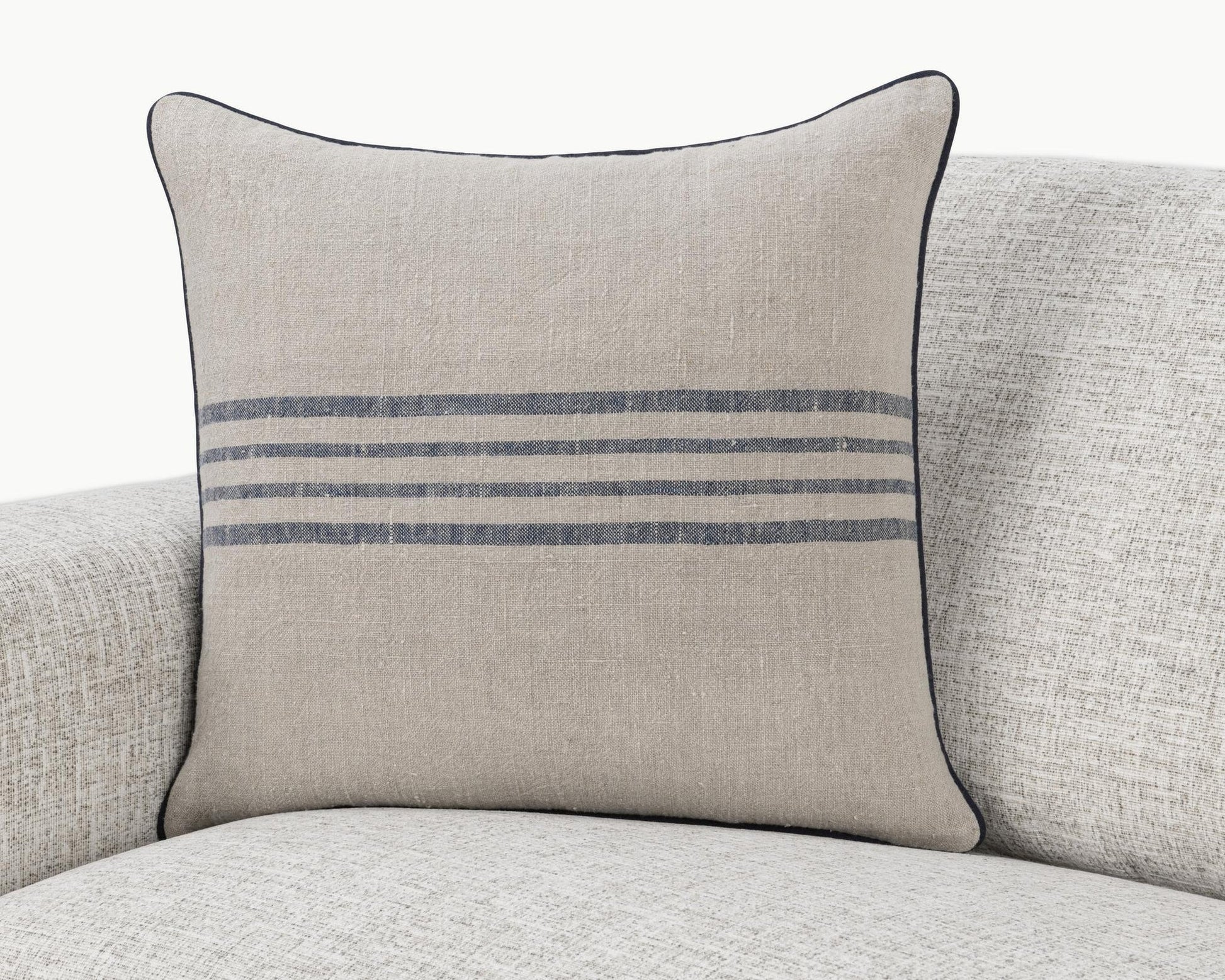 Natural/Navy 100% Linen Pattern NV Newport Multiple Sizes Collection