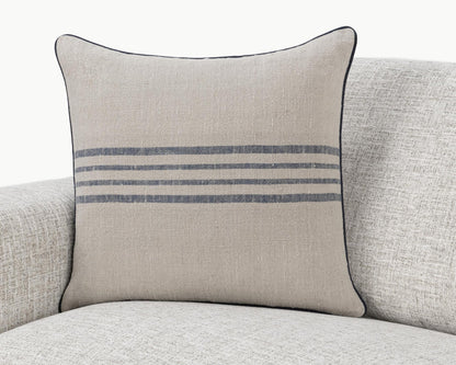 Natural/Navy 100% Linen Pattern NV Newport Multiple Sizes Collection