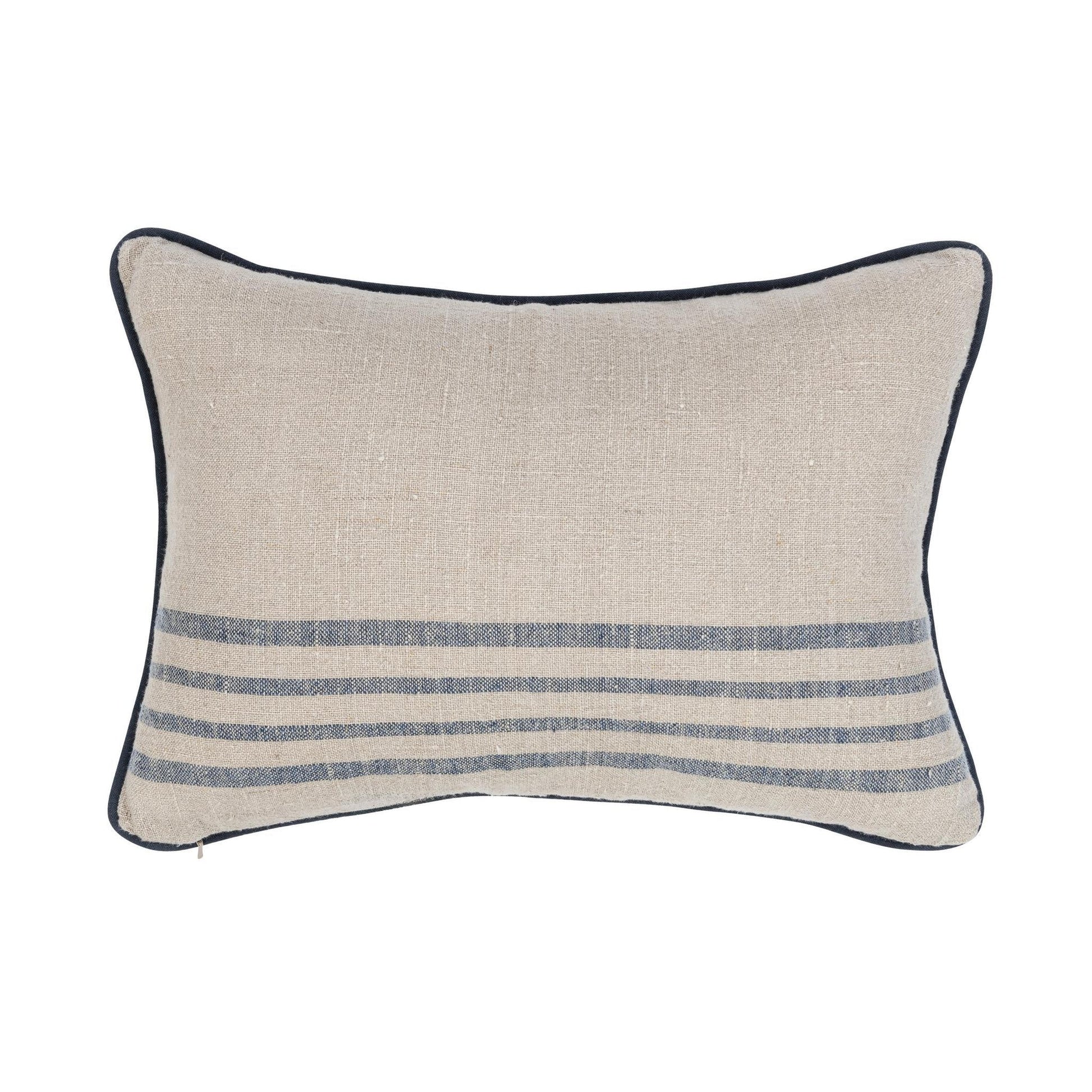Natural/Navy 100% Linen Pattern NV Newport Multiple Sizes Collection
