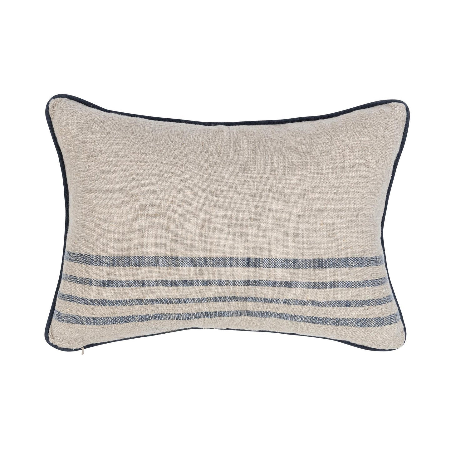 Natural/Navy 100% Linen Pattern NV Newport Multiple Sizes Collection
