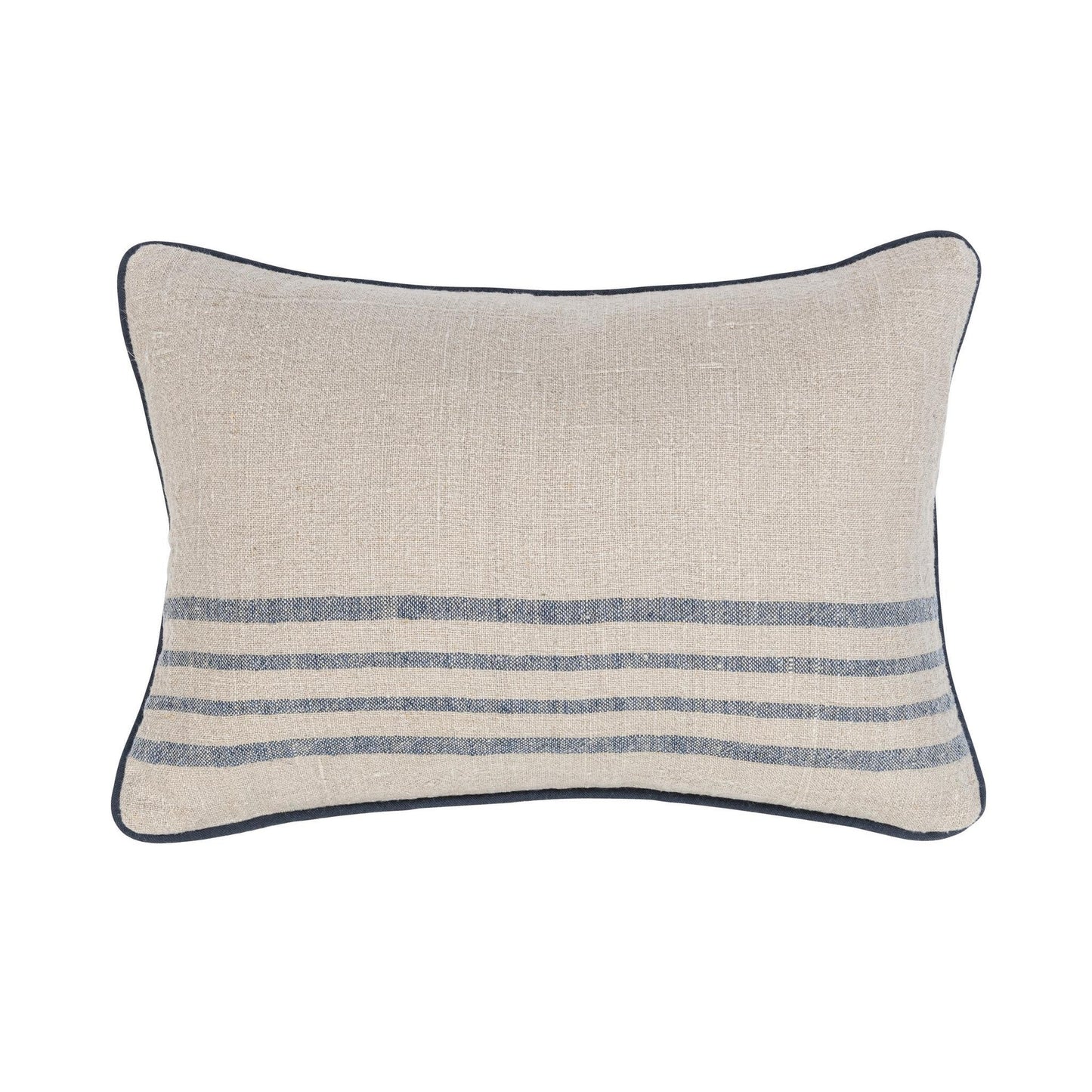 Natural/Navy 100% Linen Pattern NV Newport Multiple Sizes Collection