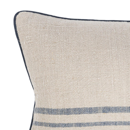 Natural/Navy 100% Linen Pattern NV Newport Multiple Sizes Collection