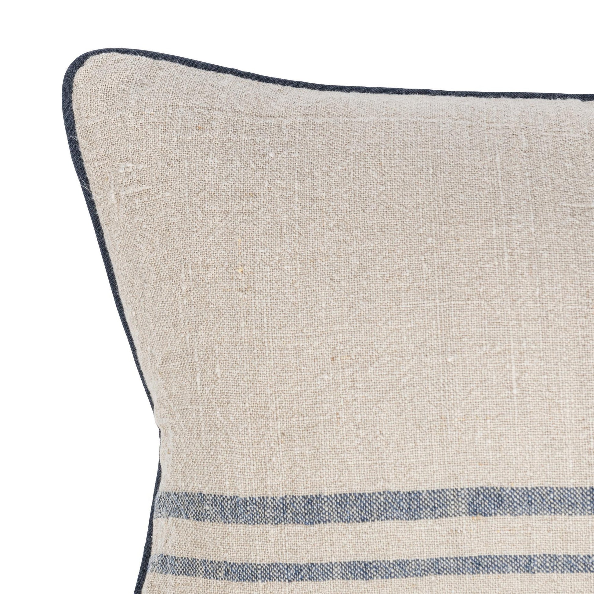 Natural/Navy 100% Linen Pattern NV Newport Multiple Sizes Collection