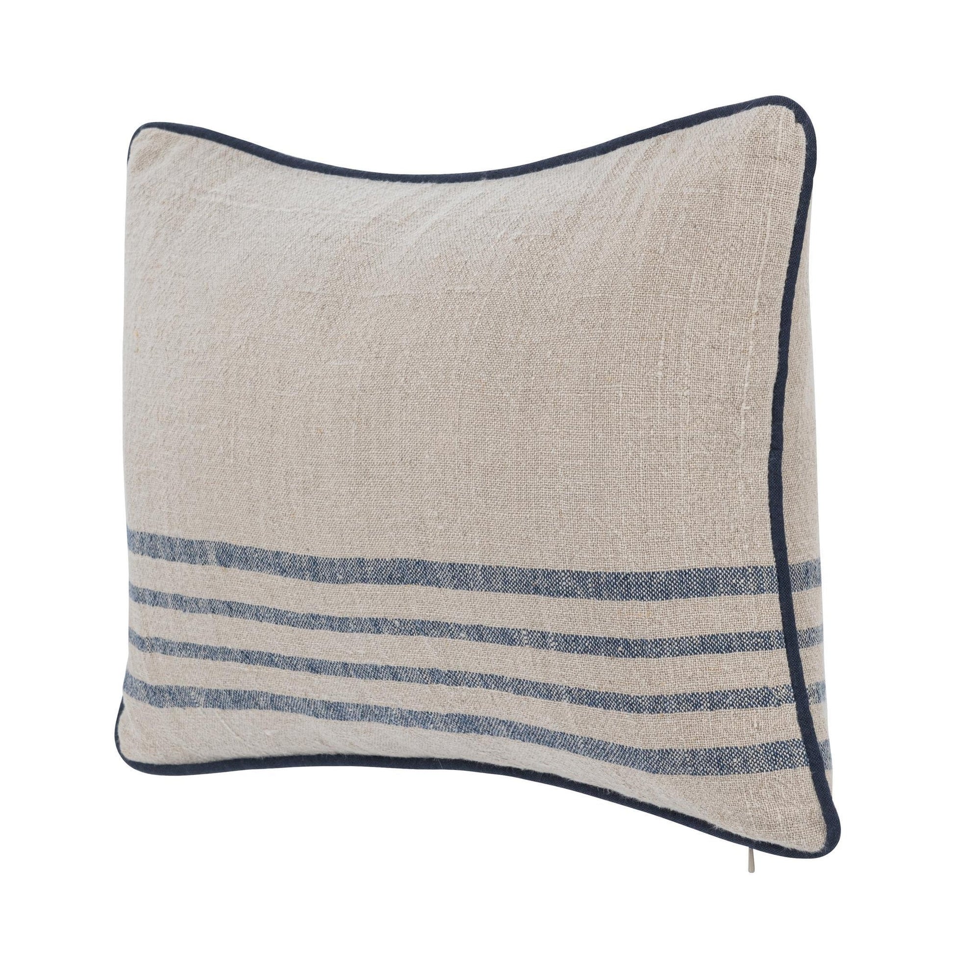 Natural/Navy 100% Linen Pattern NV Newport Multiple Sizes Collection