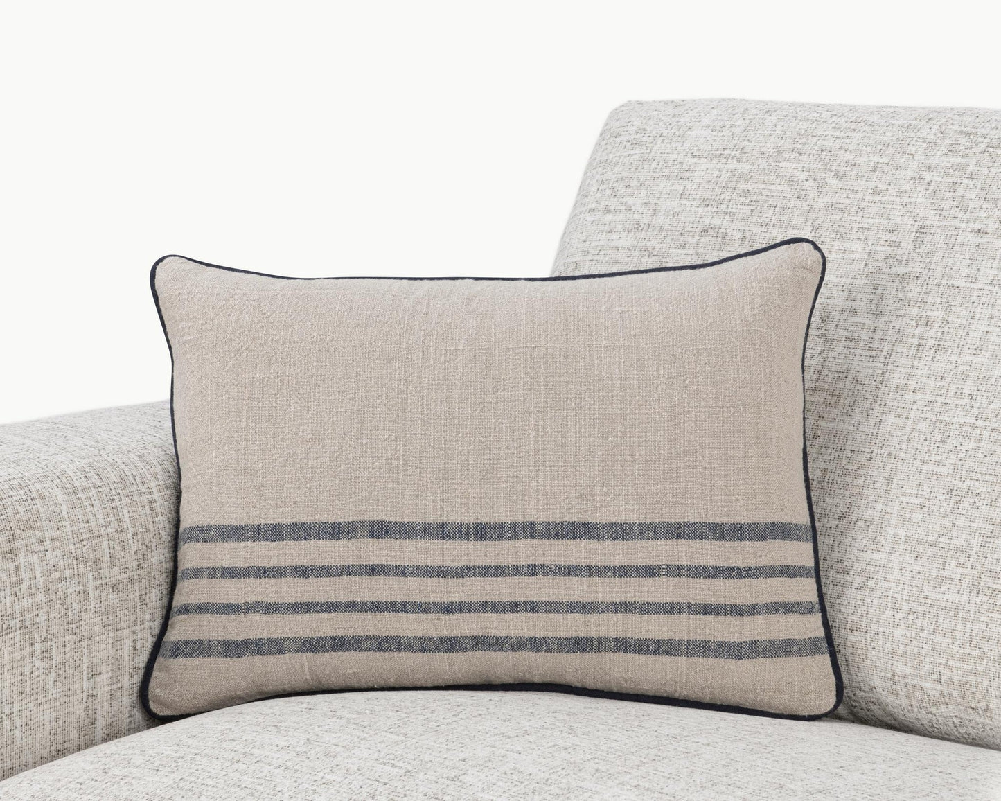 Natural/Navy 100% Linen Pattern NV Newport Multiple Sizes Collection