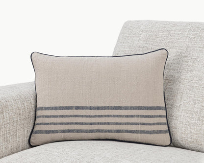 Natural/Navy 100% Linen Pattern NV Newport Multiple Sizes Collection