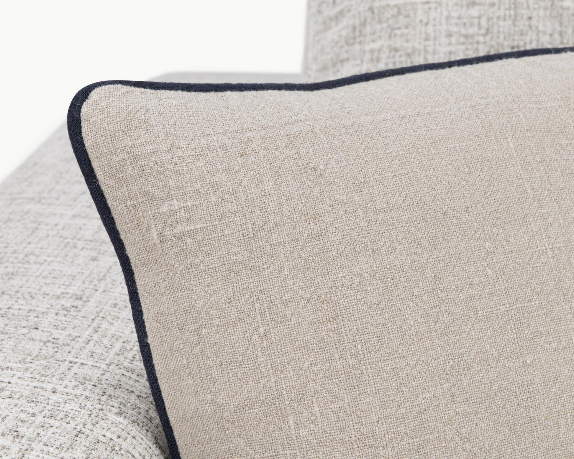 Natural/Navy 100% Linen Pattern NV Newport Multiple Sizes Collection