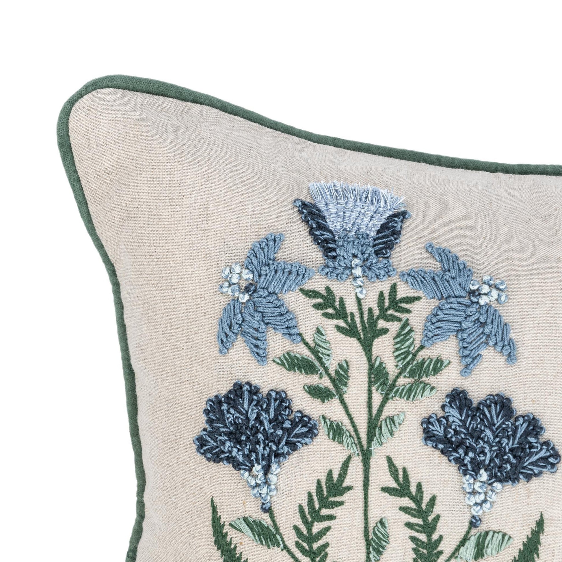Floral Natural/Blue 50% Linen Pattern NV Belcourt 14x26 Collection
